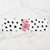 エキゾチックモダンなピンクの水の色フラミンゴ&ドット ペットボトルラベル (シングルラベル)