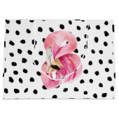 エキゾチックモダンなピンクの水の色フラミンゴ&ドット ラージペーパーバッグ (正面)