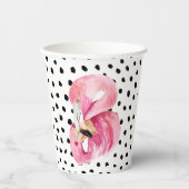 エキゾチックモダンなピンクの水の色フラミンゴ&ドット 紙コップ (正面)