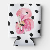 エキゾチックモダンなピンクの水の色フラミンゴ&ドット 缶クーラー (正面)