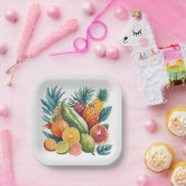 エキゾチックモダンカラフルなトロピカルフルーツ夏パーティー ペーパープレート (パーティー)