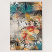 エキゾチックモダン熱帯水カラーフローラ ジグソーパズル (縦)