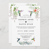 エキゾチックルアウ（ハワイ式宴会）ピンクハイビスカスハミンバ結婚リーズ 招待状 (正面/裏面)