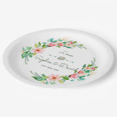 エキゾチックルアウ(ハワイ式宴会)熱帯水の色のフローラ ペーパープレート (アングル)