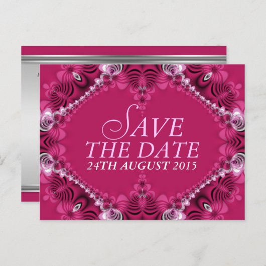 エキゾチックレースのようピンク日付はがき保存 案内ポストカード (正面/裏面)