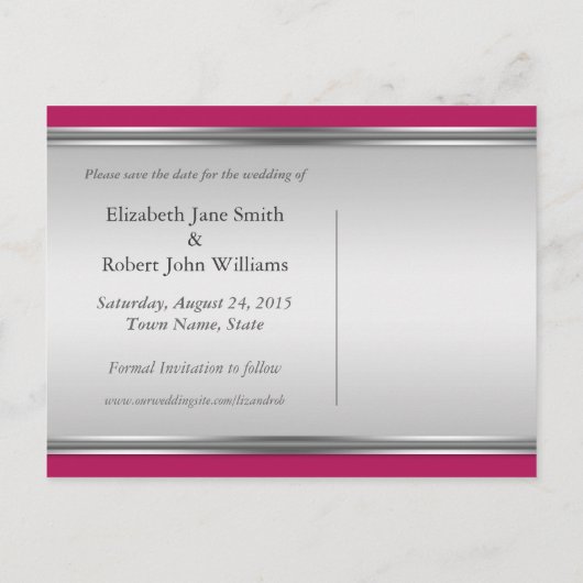 エキゾチックレースのようピンク日付はがき保存 案内ポストカード (裏面)