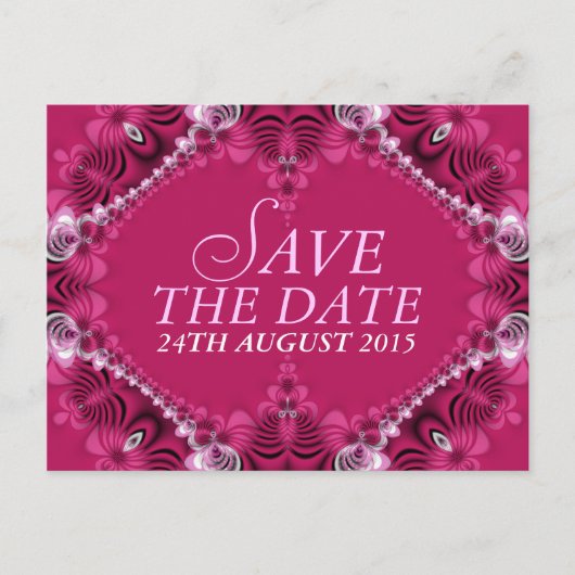 エキゾチックレースのようピンク日付はがき保存 案内ポストカード (正面)