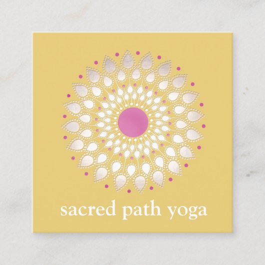 エキゾチックロータスイエローフローラウェルネスセラピスト スクエア名刺 (正面)