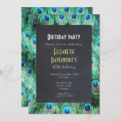 エキゾチックワイルドピーコックフェザーズバースデーパーティー招待状 招待状 (正面/裏面)