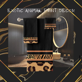 エキゾチック動物ヒョウアニマルプリント バスタオルセット