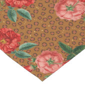 エキゾチック動物ヒョウ柄の官能的な赤い花 ショートテーブルランナー (コーナー)