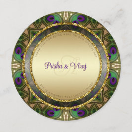 エキゾチック孔雀フェザーインディアン結婚式招待状 メニュー