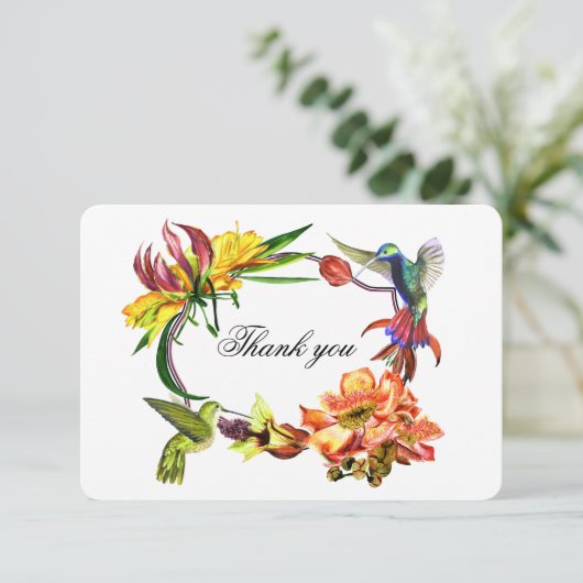 エキゾチック感謝していな花あなた。ハミング結婚バード サンキューカード (スタンド正面)