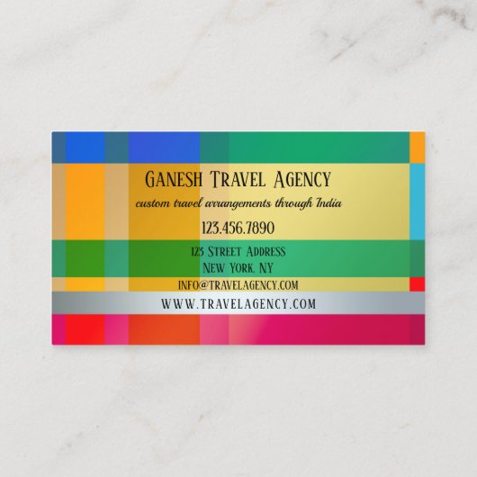 エキゾチック旅行代理店フォトビジネスカード 名刺 (裏面)