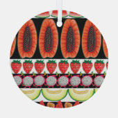 エキゾチック果実トレンディーシームレスパターン ガラスオーナメント (裏面)