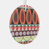 エキゾチック果実トレンディーシームレスパターン ガラスオーナメント (正面右)