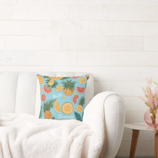 エキゾチック果実花のパターン。こんにちは夏。 クッション