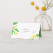 エキゾチック水の色フランジパ結婚ニスのテーブル番号 プレイスカード (裏面)