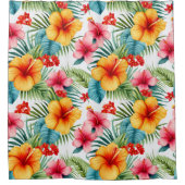 エキゾチック水カラーハワイアンフローラ シャワーカーテン (正面)