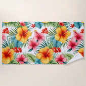 エキゾチック水カラーハワイアンフローラ ビーチタオル (正面)