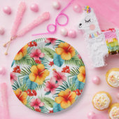 エキゾチック水カラーハワイアンフローラ ペーパープレート (パーティー)