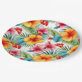 エキゾチック水カラーハワイアンフローラ ペーパープレート (アングル)