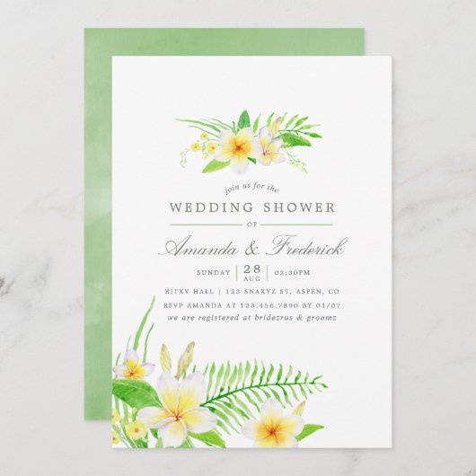 エキゾチック水カラーフランギパニウェディングシャワー招待状 招待状 (正面/裏面)