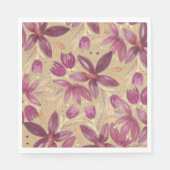 エキゾチック水カラーフローラブルゴーニュと金ゴールド スタンダードランチョンナプキン (正面)