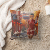 エキゾチック漫画祝ガール中国のズ新年 クッション (ブランケット)