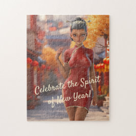 エキゾチック漫画祝ガール中国のズ新年 ジグソーパズル