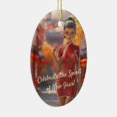 エキゾチック漫画祝ガール中国のズ新年 セラミックオーナメント (右)