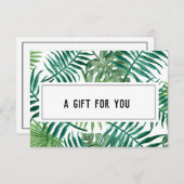 エキゾチック熱帯のパーム葉の白いギフト証明書 (正面/裏面)