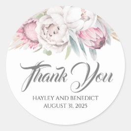 エキゾチック熱帯の花ピンク結婚ズ ラウンドシール