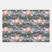 エキゾチック熱帯キングプロテアウォーターカラーフラワーラ ラッピングペーパーシート (正面)