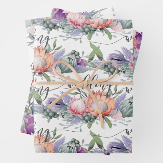エキゾチック熱帯キングプロテアウォーターカラーフラワーラ ラッピングペーパーシート (インサイチュ)