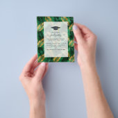 エキゾチック熱帯グリーンと金ゴールド卒業パーティー チラシ (手)