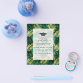 エキゾチック熱帯グリーンと金ゴールド卒業パーティー チラシ (シングル)