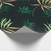 エキゾチック熱帯グリーンと金ゴールド ラッピングペーパー (角)