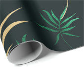 エキゾチック熱帯グリーンと金ゴールド ラッピングペーパー (ロールコーナー)