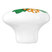 エキゾチック熱帯グリーンオレンジ色の花ヒッピー セラミックノブ (側面)