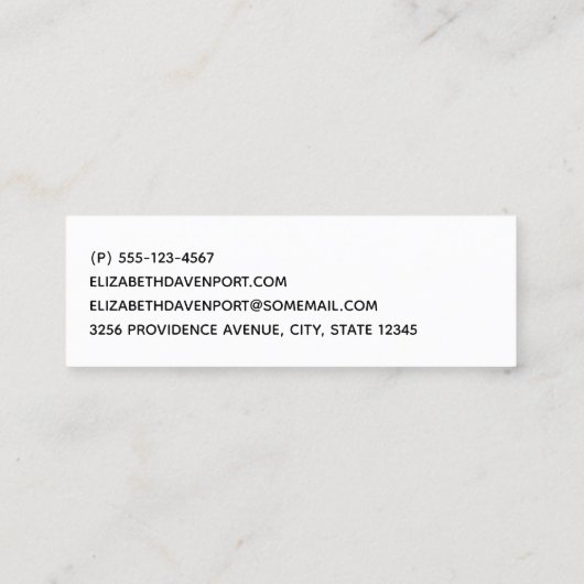 エキゾチック熱帯グリーンリーフフロンド スキニー名刺 (裏面)