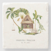 エキゾチック熱帯ジャングル結婚ズ ストーンコースター (正面)