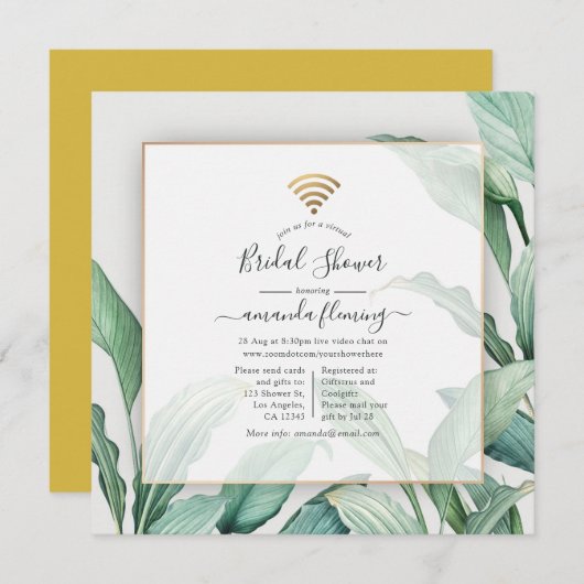 エキゾチック熱帯バーチャルシャワー招待状 招待状 (正面/裏面)