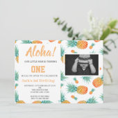 エキゾチック熱帯パイナップル1st誕生日フォトインサイト 招待状 (スタンド正面)