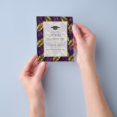 エキゾチック熱帯パープルと金ゴールド卒業パーティー チラシ (手)