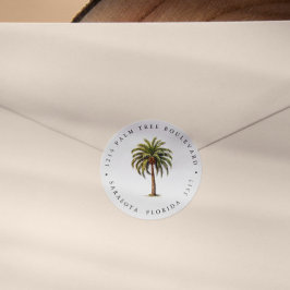 エキゾチック熱帯パームツリーアイランド差出人住所 ラウンドシール