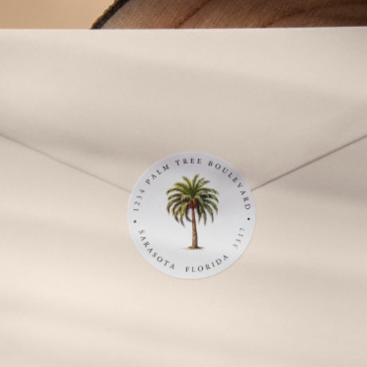 エキゾチック熱帯パームツリーアイランド差出人住所 ラウンドシール