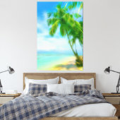 *~*エキゾチック熱帯パームツリービーチAP13 キャンバスプリント (インサイチュ (寝室))