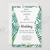 エキゾチック熱帯パ葉メムの結婚緑 招待状 (正面)