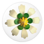 エキゾチック熱帯ヒッピーデイジーフラワーホワイトグリーン セラミックノブ (正面)